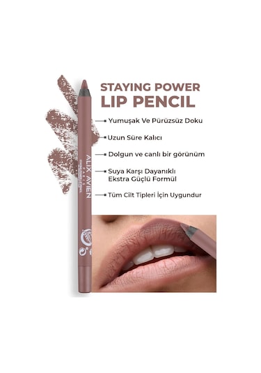 Alix Avien Suya Dayanıklı Uzun Süre Kalıcı Yumuşak Dudak Kalemi Staying Power Lip Pencil 64 Brownish Pink
