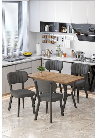 Parla 70x110cm Atlantik Mutfak Masası, Mutfak Masası Takımı, Yemek Masası, 4 Antrasit Sandalye Antrasit Parla 70x110cm Atlantik Mutfak Masası, Mutfak Masası Takımı, Yemek Masası, 4 Antrasit Sandalye Antrasit