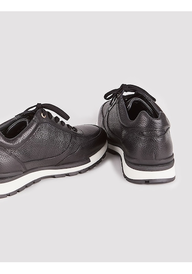 Hakiki Deri Siyah Bağcıklı Erkek Spor Ayakkabı-Siyah (521641476) Siyah