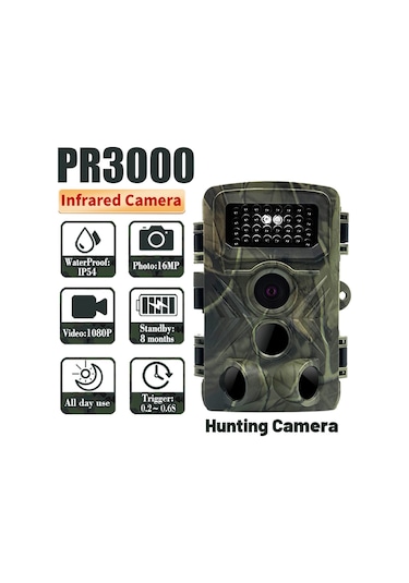 Geeksen Kamerası Pr3000 36mp 1080p Gece Fotoğraf Video Çekimi İz Kamerası Çok İşlevli Açık Hava A