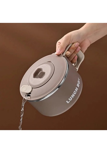 304 Paslanmaz Çelik Anında Erişte Ramen Kapaklı Kase Meyve Açık Gri