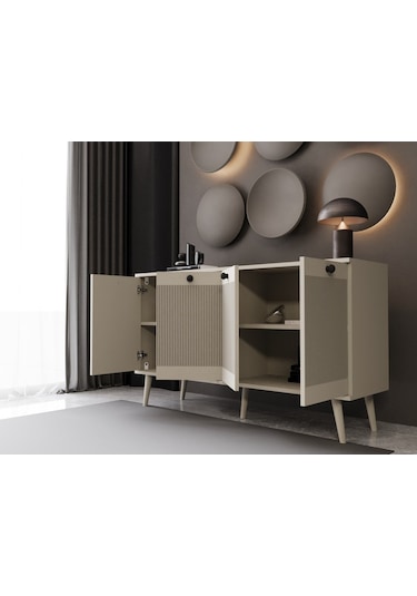 Melura Konsol 140 Cm %100 Mdf Lake Ahşap Ayaklı Kumtaşı