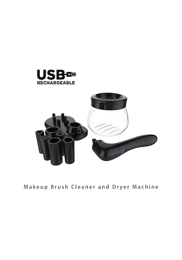 Sones Elektrikli Fırça Makyaj Fırçası Temizleme Makinesi Otomatik Kurutucu Usb Şarj Edilebilir Makyaj Fırçası Temizleyici Siyah
