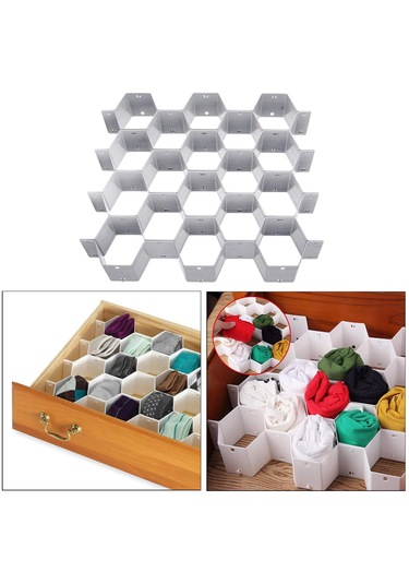 Homyl Petek Dolap Çorap İç Çamaşır Çekmece Bölücü Düzenleyici Gri Gri