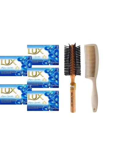 Lux Aqua Sparkle Banyo Sabunu 5 x 80 G + Difaş Saç Fırçası + Tarak