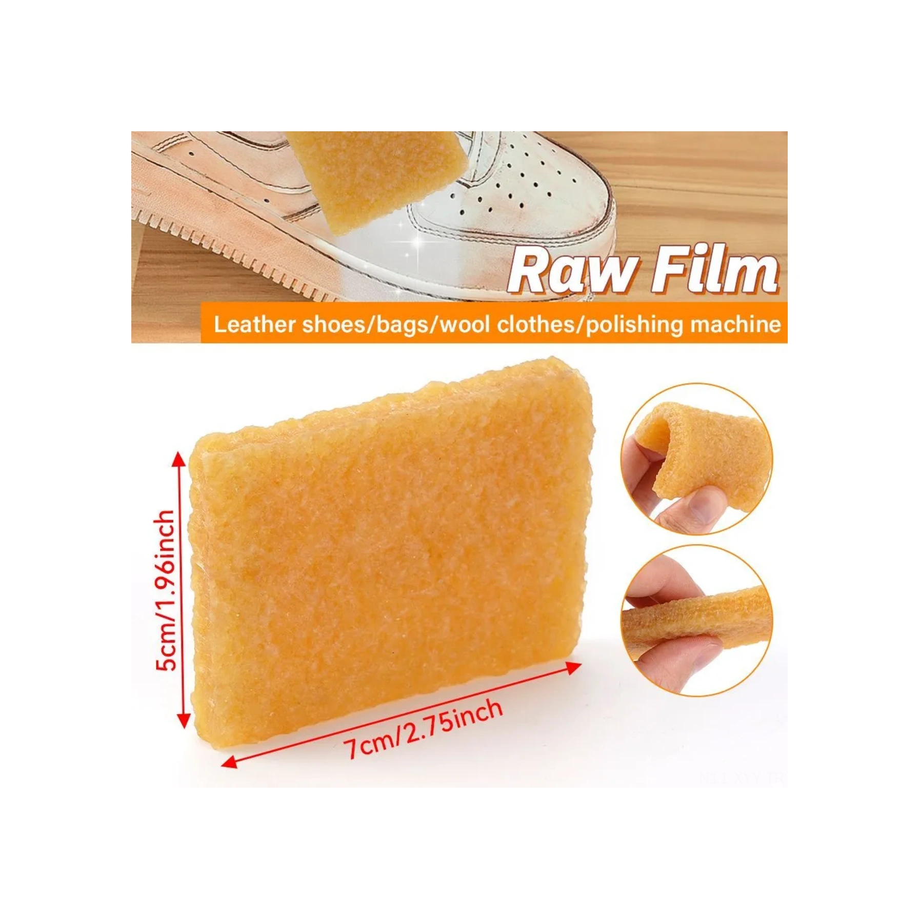 Yaleker Doğal Kauçuk Temizleme Silgi - Deri, Pu Ve Deri Ürünleri İçin Kauçuk Tahta, Yapışkan Ve Kirlik Temizleyici, Yeniden Kullanılabilir, 7x5 Cm Sarı