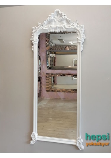 Vintage Madam Model Varaklı Boy Aynası Beyaz