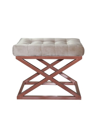 Evodeko Bakır Çapraz Ayaklı Krem Puf