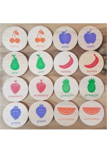 Bee Smart Ahşap Memory Game Fruits Meyveler
