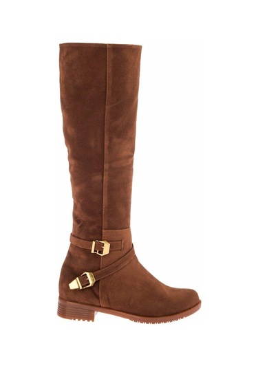 Fox Shoes E726203402 Taba/altın Süet Alçak Topuklu Kadın Çizme Taba/altın-süet