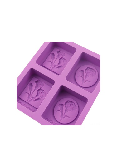 Geeroyoo 4'lü Karanfil Desenli Silikon Kalıp: Sabun, Koku Kiremiti, Reçine Ve Mum Yapımı İçin Esnek, Isı Dayanıklı, Kolay Çıkarım Mor