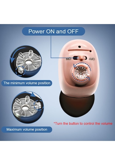 Sones Cıc İşitme Cihazları Şarj Edilebilir Görünmez Kablosuz Ses Amplifikatörü Siyah