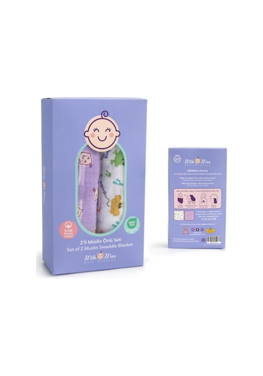 Milk&moo Müslin Örtü 2'li Set Milk&moo Friends Çok Renkli