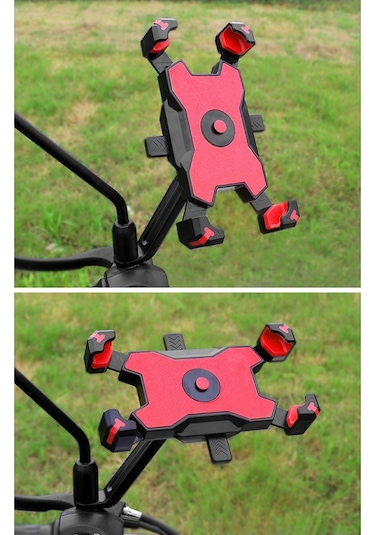 Pla-02 35-68 Inç Telefon Tutucu Motosiklet Bisiklet Dikiz Aynası Cep Telefonu Montajı - Siyah