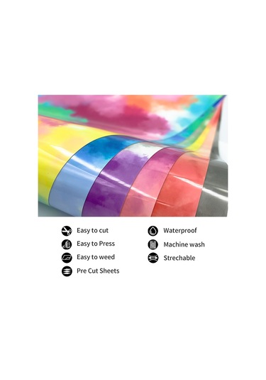 Bulutlar Suluboya Kravat Boya Isı Transferi Vinil Yap İşaret Desen Cricut Film 50 X 100cm Mavi Sarı