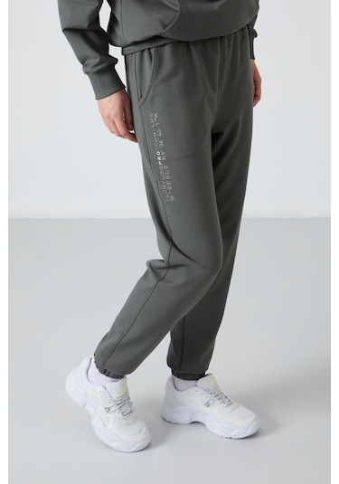 Tommy Life Çağla Kapüşonlu Kanguru Cep Oversize Lastik Paça Kadın Eşofman Takımı - 95288 Çağla