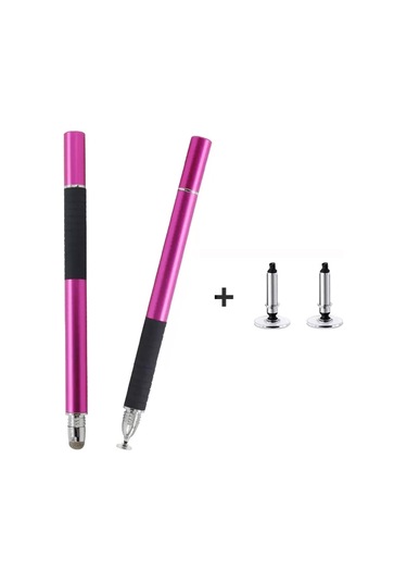 At-31 İletken Kumaş Kafa Hassas Enayi Kapasitif Kalem Kafası 2'si 1 Arada El Yazısı Kalem Kalemi İle Gül Kırmızısı