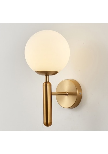 Novahub Yuvarlak Cam Led Duvar Lambası Otel/yatak Odası Başucu Oturma Odası, Krem Beyaz Abajur Beyaz