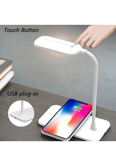 Fastbuy Beşli Dokunmatik Model Katlanabilir Kablosuz Şarjlı Usb Göz Koruyucu Aydınlatma Masa Lambası Füme Füme