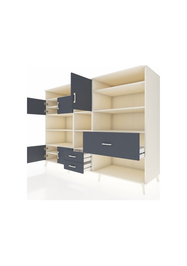 Kronos Dolap 13 Raflı 3 Çekmeceli 5 Kapaklı 220x59x163 Aytaşı-ant Aytaşı-antrasit