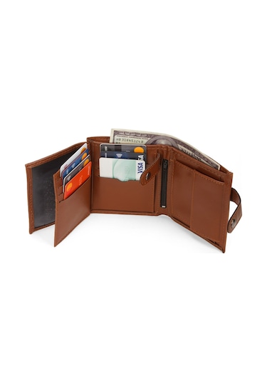 Tuldar Erkek Deri Bozuk Para Hazneli Kartlık Cüzdan 10x12cm Tul515 - Taba Taba