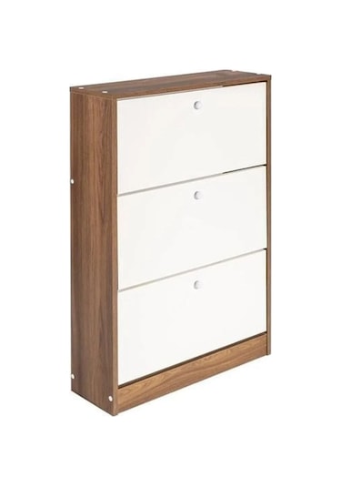 Marka 3 Katlı Modern Ayakkabılık Beyaz