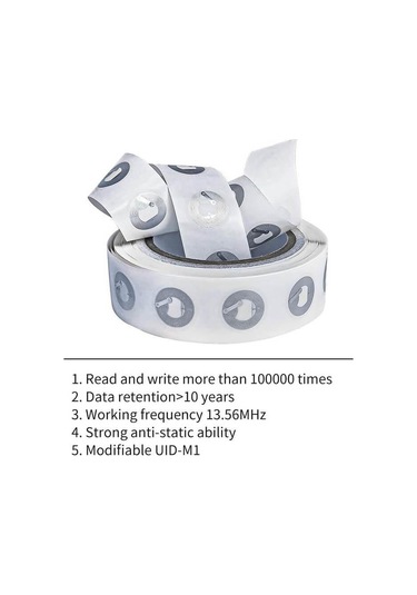 Koodmax 25 Adet Ntag213 13.56 Mhz Rfid 144 Byte Nfc Sticker Şeffaf 25mm Programlanabilir Iso14443a