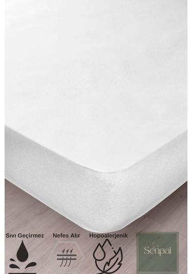 Micro-fitted %100 Sıvı Su Geçirmez Tek-çift Kişilik Full Kenar Çarşaf Yatak Alezi Koruyucu Çocuk Beyaz