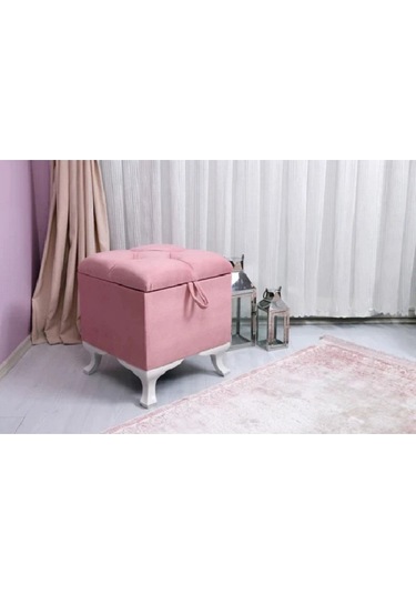 Lüks Sandıklı Kapitoneli Puf 45 45 Cm Pembe