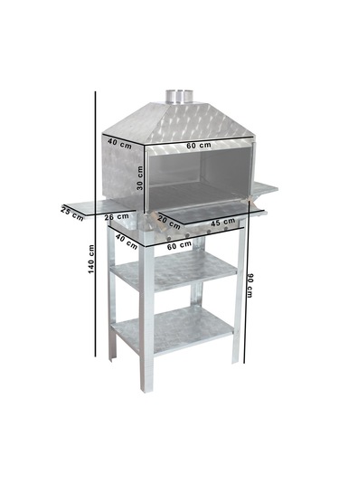 Metehan MTH-30 Lüx Davlumbazlı - Kapaklı - Bacalı - Maltız Izgaralı Mangal