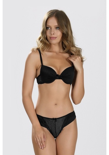 Nbb Kadın Siyah Tül Detaylı Sütyen Külot Takım