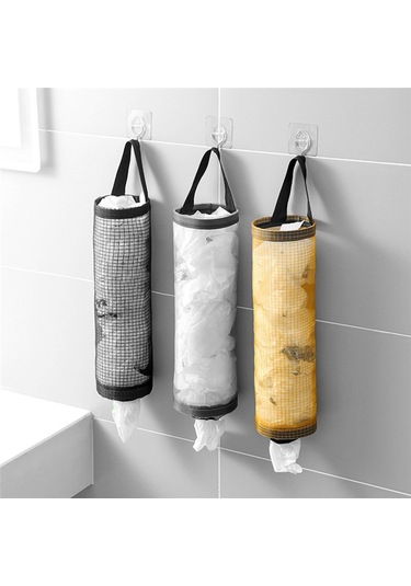 10'lu Set Mutfak Poşet Tutucu, Duvar  Monte Organizatör Black