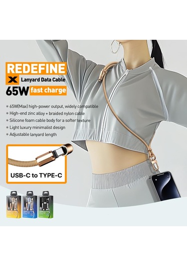 Wk Wdc-70 65w Tip-c Tip-c Telefon Lanyard Veri Kablosu, Uzunluğu: 1.6m Mavi