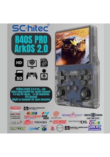 Schitec Retro Arcade R40s Pro Taşınabilir El Atari Konsolu 30.000 Oyunlu 98gb Siyah