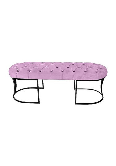 Viego Siyah Bench Puf Pembe