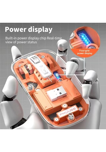 Springsun Kablosuz Şeffaf Üç Modlu Mouse Turuncu