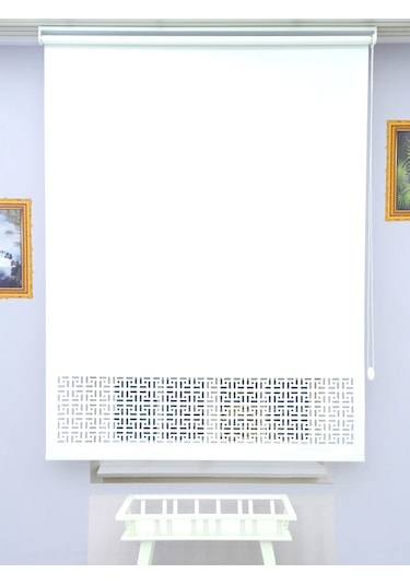 Lazer Stor Perde - Kırık Beyaz Mat Stor Kumaşı - 30 Cm Lazer Yüksekliği - Metal Kasa Ve Kapak Antrasit