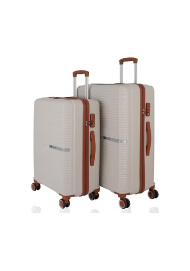 V374 Su Y.üretim Pp Valiz 75 Cm + 65 Cm S24sy1000078-set 11139 Kemik/kahverengi Kemik - Kahverengi