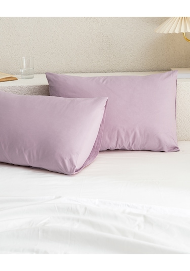 Madame Coco Manon %100 Pamuk Ranforce Düz 2'li Yastık Kılıfı Seti Açık Mürdüm