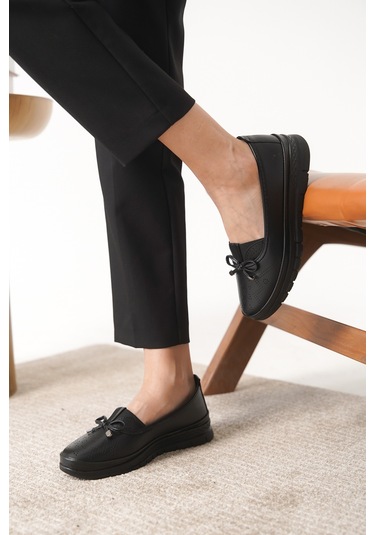 Garantili D0109 Günlük Ortopedik Kadın Babet Ayakkabı Siyah