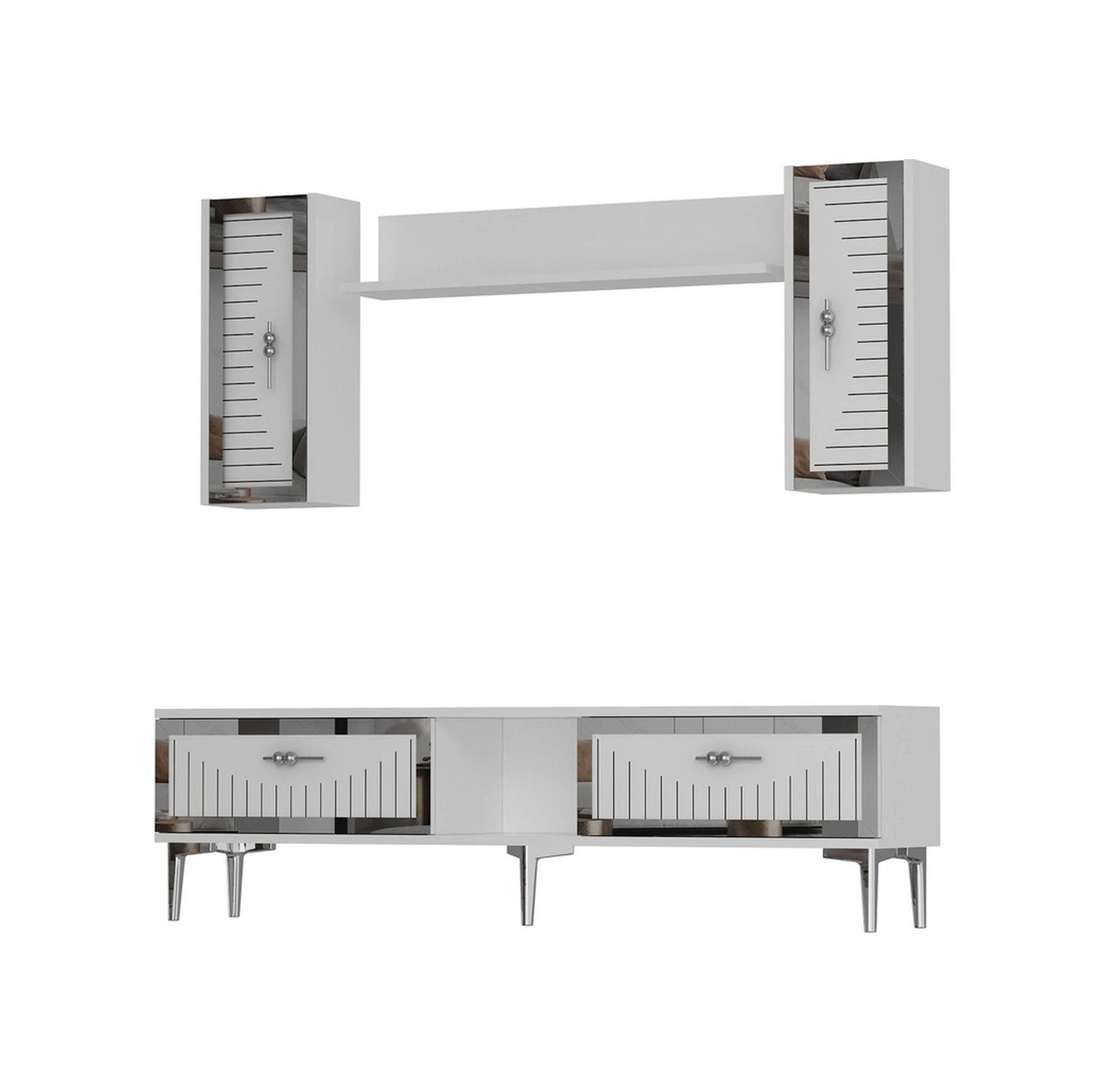 Tvr1501bs - Tuna150 Tv Ünitesi Beyaz Sılver 150cm BEYAZ-GÜMÜŞ