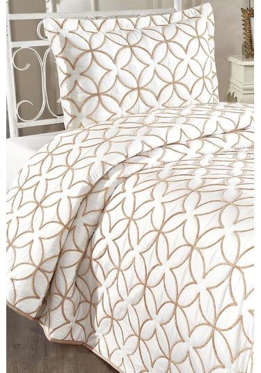 Parolin Tek Kişilik Kapitoneli Yatak Örtüsü Krem Gold Krem - Gold