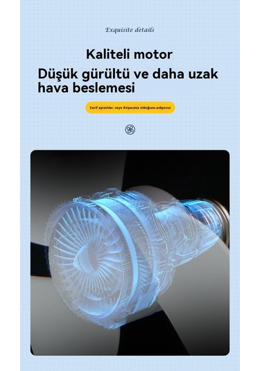 E27 Vidalı Fan Işığı 6u Katlanır Tavan Vantilatörü Açık Yeşil