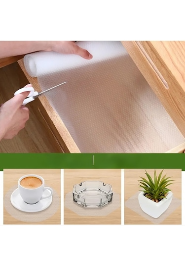 Eva Raf Ve Dolap Kaydırmaz 45cm X 10m, Kaymayı Önleyici, Çok Amaçlı Koruyucu ŞEFFAF