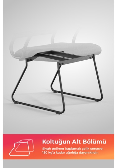 Ergolife Sit Air Bekleme Koltuğu Metal Ayaklı, Bel Destekli, Fileli, Siyah, Toplantı Sandalyesi -572.60.1.6a5 Çok Renkli