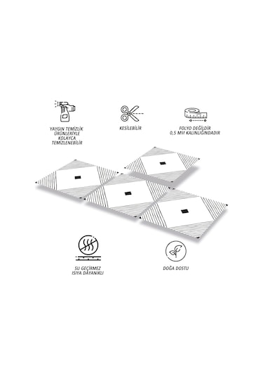 Kendinden Yapışkanlı Siyah Karo Desenli Pvc Karo 30x30 Cm 4 Adet 0,36m2