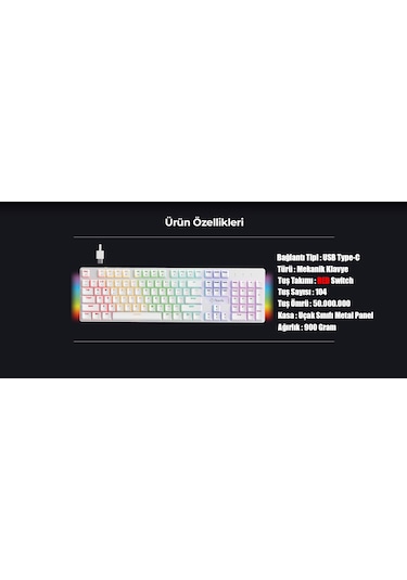 North Shield Kırmızı Switch RGB Full Metal Panel Mekanik Oyuncu Q Klavye