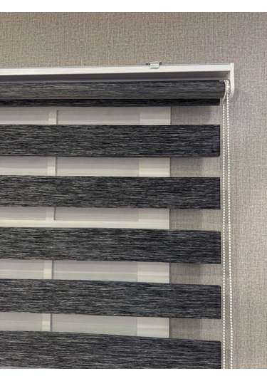 Donatti Bambu Zebra Stor Güneşlik Perde Siyah Gri Kırçıllı Gri Kırçıllı