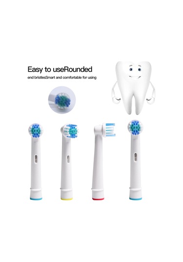Wezone 4 Adet Elektrikli Diş Fırçası Değişim Ucu - Oral-b/braun Uyumlu - Dupont Tüylü - Yetişkinler İçin
