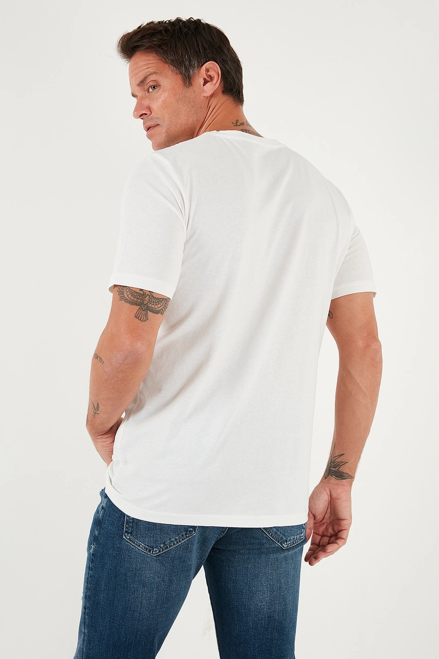 Buratti Yazı Detaylı Pamuklu Regular Fit Bisiklet Yaka Erkek T Shirt 59020203 Ekru
